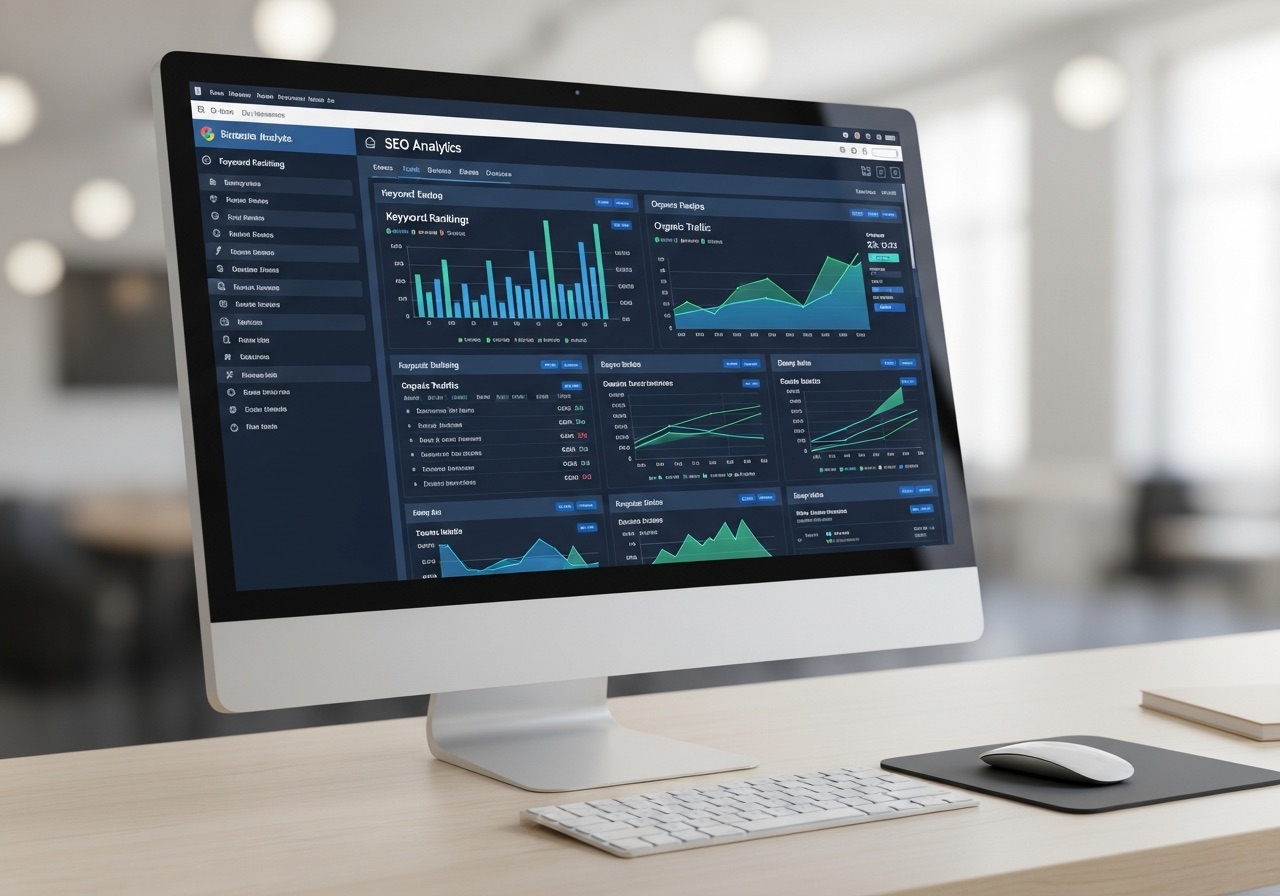 SEO strategy dashboard and keyword planning session